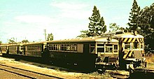 Brill Model 55 (left) and Model 75 railcars on the north railcar depot tracks at Adelaide railway station, 1962 SAR Brill 55 and 75 class railcars at Adelaide Station, 1962.jpg