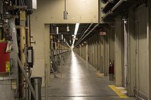 SLAC 3 km-long (2 mi) Klystron Gallery above the beamline Accelerator SLAC long view.jpg