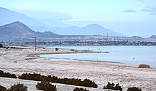 Desert Shores, as seen from the beach in the city of Salton Sea Beach