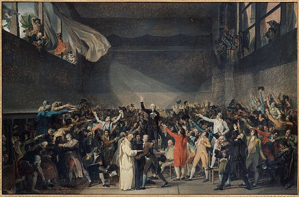 Le Serment du Jeu de paume by Jacques-Louis David (c. 1791), depicting the Tennis Court Oath