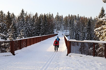 The Sudentassu bridge leads to the Sipoonkorpi National Park.