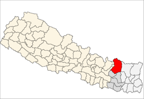 Solukhumbu District i Sagarmatha Zone (grå) i Eastern Development Region (grå + lysegrå)