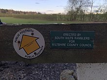 A notice from the South Wilts Ramblers indicating they have helped erect a stile South Wilts Ramblers Sign.jpg