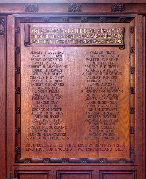 File:St Saviour, Eton Road, London NW3 - Memorial WWI - geograph.org.uk - 1752556.jpg