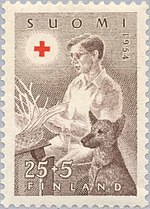 Thumbnail for File:Stamp of Finland - 1954 - Colnect 46179 - Blind Mat Braider and his Dog.jpeg