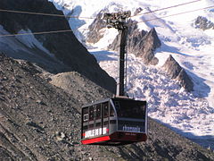 Svævebanen fra Chamonix til Aiguille du Midi (foto fra 2008)