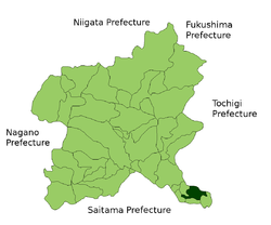 Vị trí của Tatebayashi ở Gunma