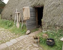 Thatched house in 'Baile Gean' township, Highland Folk Museum illustrates rural poverty. Thatched house in 'Baile Gean', Highland Folk Museum.jpg