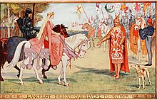 Lancelot Brings Guenevere to Arthur, an illustration for Andrew Lang's The Book of Romance (1902) The book of romance; (1902) (14566092039).jpg