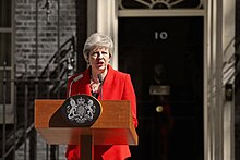 May announces her resignation outside 10 Downing Street on 24 May 2019 Theresa May declares resignation.jpg