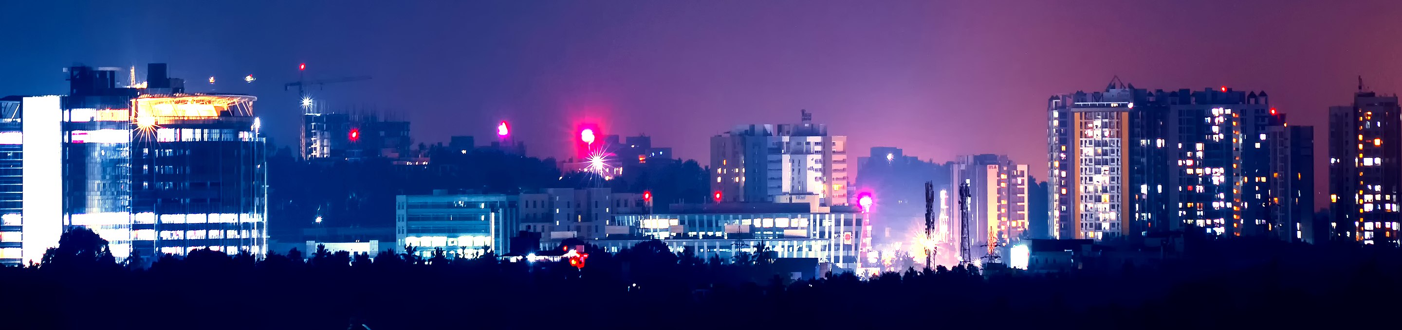 View of Technovalley, in the north western part of the city at night.