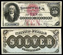 $10 United States banknote, Silver Certificate, Series 1878, Countersigned by A.U. Wyman