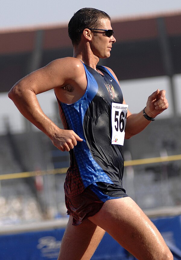 American John Nunn competing in the 20,000 m race walk