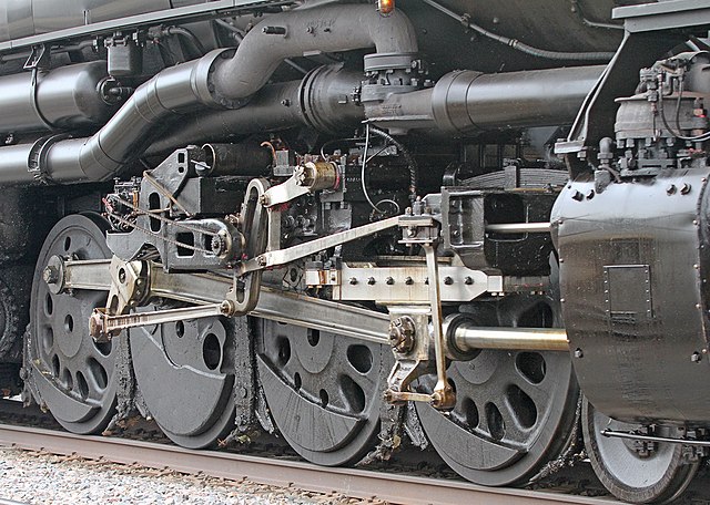 A close-up of No. 4014's running gear in 2019