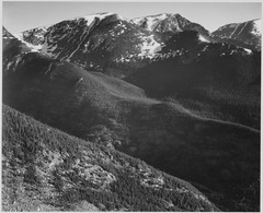 View of hills and mountains, "In Rocky Mountain National Park," Colorado, 1933 - 1942 - NARA - 519956.tif