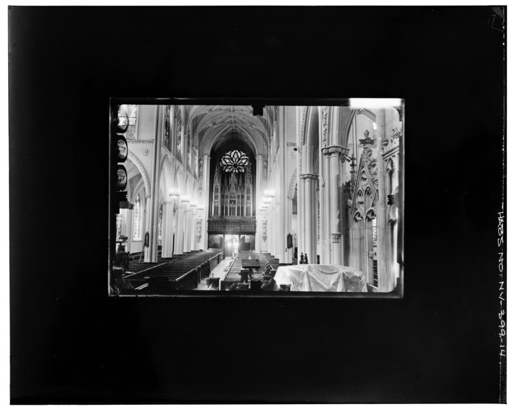 File:WEST ENTRANCE, FROM CHANCEL Copy photograph of photogrammetric plate LC-HABS-GS07-T-1343-103R. - Grace Church, Broadway, Tenth Street and Fourth Avenue, New York, New York County HABS NY,31-NEYO,67-14.tif