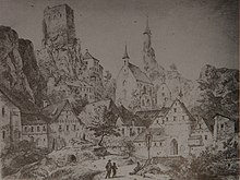 Waischenfeld Castle, pencil drawing (c. 1830) by Domenico Quaglio the Younger Waischenfeld1.JPG