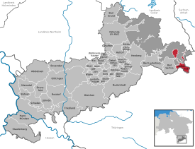 Lage der Gemeinde Samtgemeinde Walkenried im Landkreis Göttingen (anklickbare Karte)