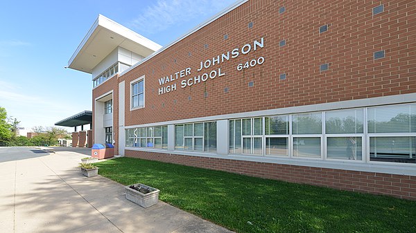 Walter Johnson H.S. building with sign, Bethesda, MD