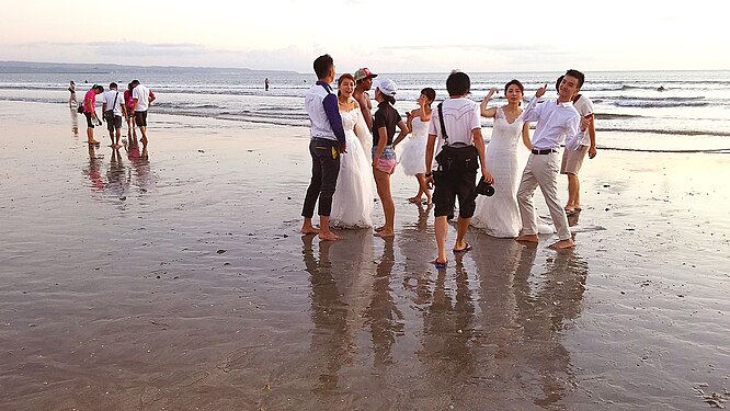 Wedding party on the Pantai Segara beach at Bali