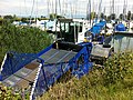 English: Water Surface Cleaning Ship - Weed collection vessel Deutsch: Mähboot - Müllsammel Schiff