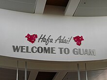 Hafa Adai sign at Antonio B. Won Pat International Airport in Guam