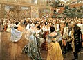Walzer tanzende Gäste eines Hofballs in Wien; Gemälde von Wilhelm Gause, um 1900