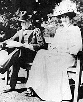 Churchill and his fiancee Clementine Hozier shortly before their marriage in 1908. Winston Churchill (1874-1965) with fiancee Clementine Hozier (1885-1977) shortly before their marriage in 1908.jpg