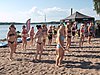 Women in bikinis at an aerobics class at Hietaniemi beach.jpg