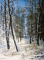Winter in the forest (Frost) label QS:Len,"Winter in the forest (Frost)" label QS:Lpl,"Zima w lesie (Szron)" label QS:Lru,"Зима в лесу (Иней)" (1877)