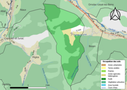 Mapa de colores que muestra el uso de la tierra.