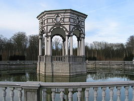 The heptagonal pavilion of the baroque park of the "Seven Stars" in Enghien, Belgium.