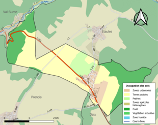 Carte en couleurs présentant l'occupation des sols.