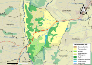 Kolorowa mapa przedstawiająca użytkowanie gruntów.