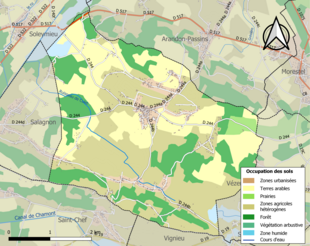 Kolorowa mapa przedstawiająca zagospodarowanie terenu.