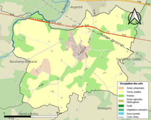 Barevná mapa znázorňující využití půdy.