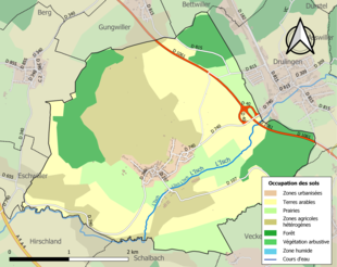 Carte en couleurs présentant l'occupation des sols.