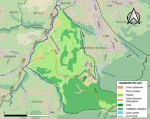 Kolorowa mapa przedstawiająca zagospodarowanie terenu.