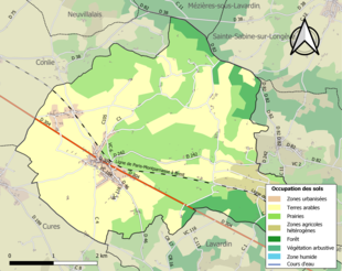 Barevná mapa znázorňující využití půdy.