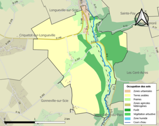 Barevná mapa znázorňující využití půdy.