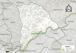 Carte de la ZNIEFF de type 2 localisée sur la commune.