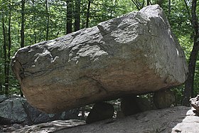 Tripod Rock from the east (video) A608, Tripod Rock, Pyramid Mountain Natural Historic Area, Morris County, New Jersey, United States, 2019.jpg