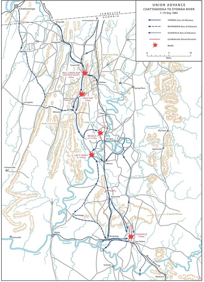 ATLANTA CAMPAIGN, Union advance: Chattanooga to Etowah (May 7-19, 1864). ATLANTA OM1.jpg