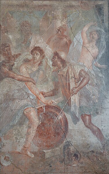File:Achilles discovered on Skyros, fresco in the House of the Dioscuri in Pompeii, AD 62-79, Naples National Archaeological Museum (26017798083).jpg