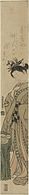 The Actor Segawa Kikunojō II in a Female Role label QS:Len,"The Actor Segawa Kikunojō II in a Female Role" label QS:Lpl,"Aktor Actor Segawa Kikunojō II w roli kobiecej" label QS:Lnl,"Acteur Segawa Kikunojo II in vrouwenrol" 1760-1765. woodcut print. 71.4 × 10.5 cm (28.1 × 4.1 in). Amsterdam, Rijksmuseum Amsterdam.