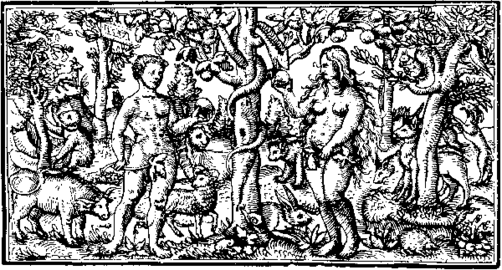 Ádám és Éva az Édenkertben (fametszet)