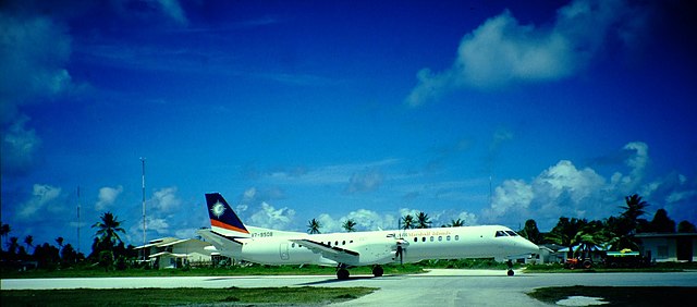 Air Marshall Islands Saab 2000 at Funafuti International Airport, Tuvalu (1996)