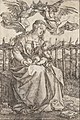 Albrecht Dürer: Panna Marie korunovaná anděly, mědiryt (1518)