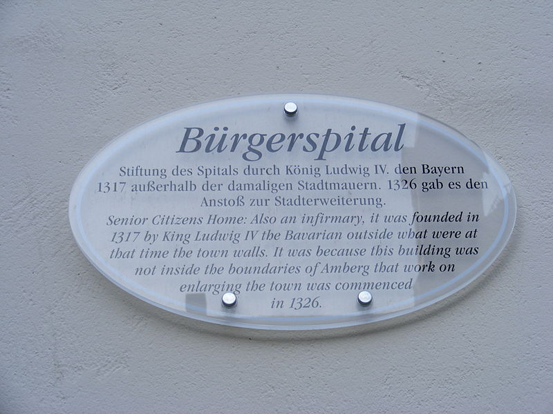 File:Amberg - Bürgerspital (Schild).jpg