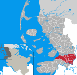 Map of Dithmarschen highlighting Treene